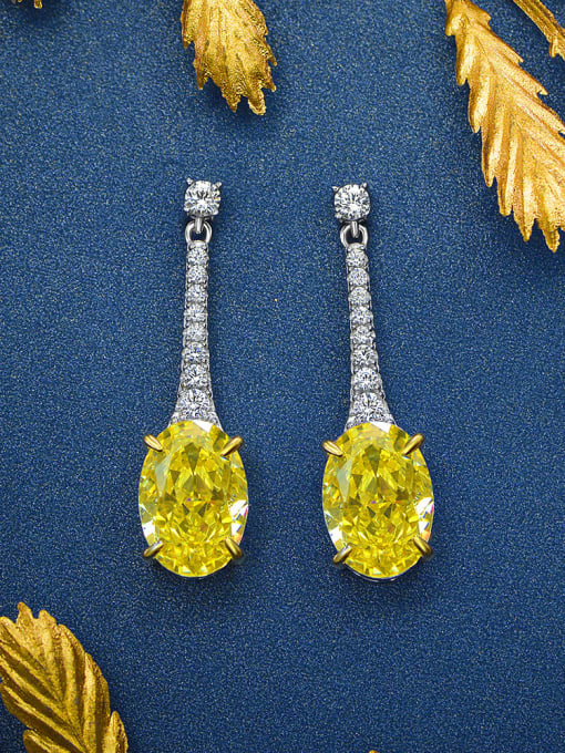 Yellow [e 2059] 925 Sterling Silver High Carbon Diamond Water Drop Luxury Earring